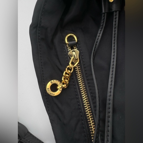 Moschino Couture Black Nylon Leather Gold Chain Backpack main image 13